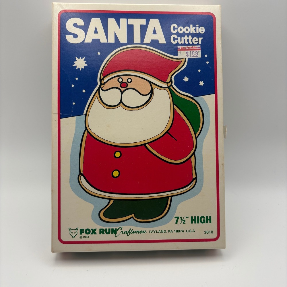 Vtg 1984 Fox Run Craftsmen Santa Cookie Cutter 7.5 Inch Metal Large Christmas